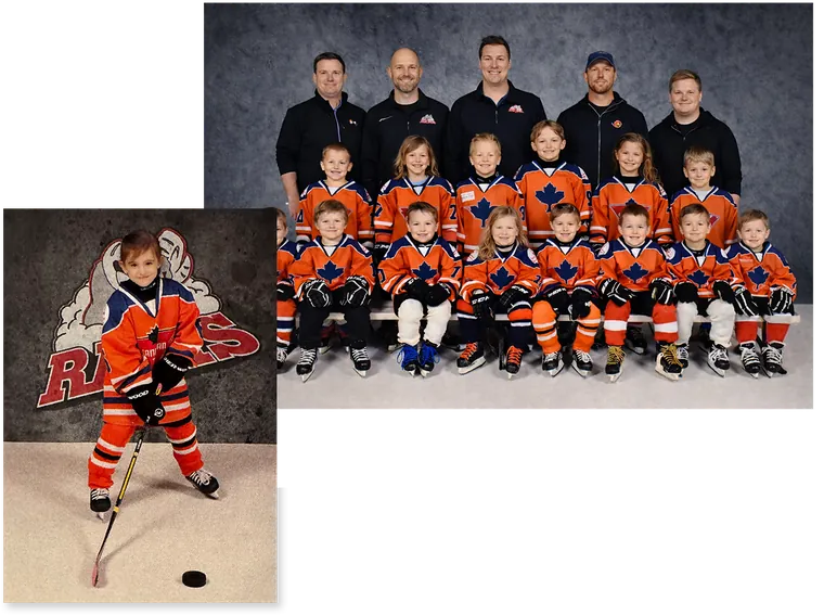 A youth hockey team photo from 2022, nearly identical in style to the 1992 photo